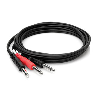 Hosa STP202 Insert Cable, 1/4 in TRS to Dual 1/4 in TS, 2 m