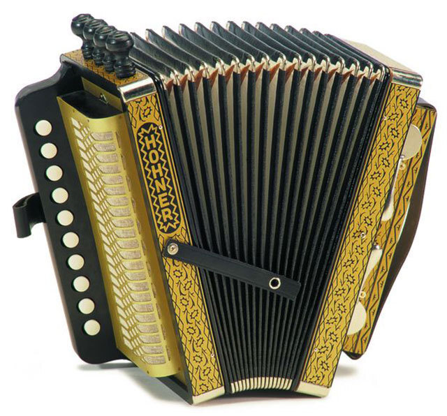 Hohner Vienna Model 114C 10 Button Diatonic Accordion In Gold Brand Mooloolaba Music Australia