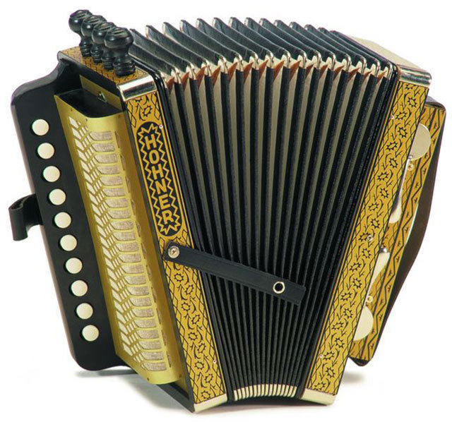 Hohner Vienna Model 114D 10 Button Diatonic Accordion In Gold Brand