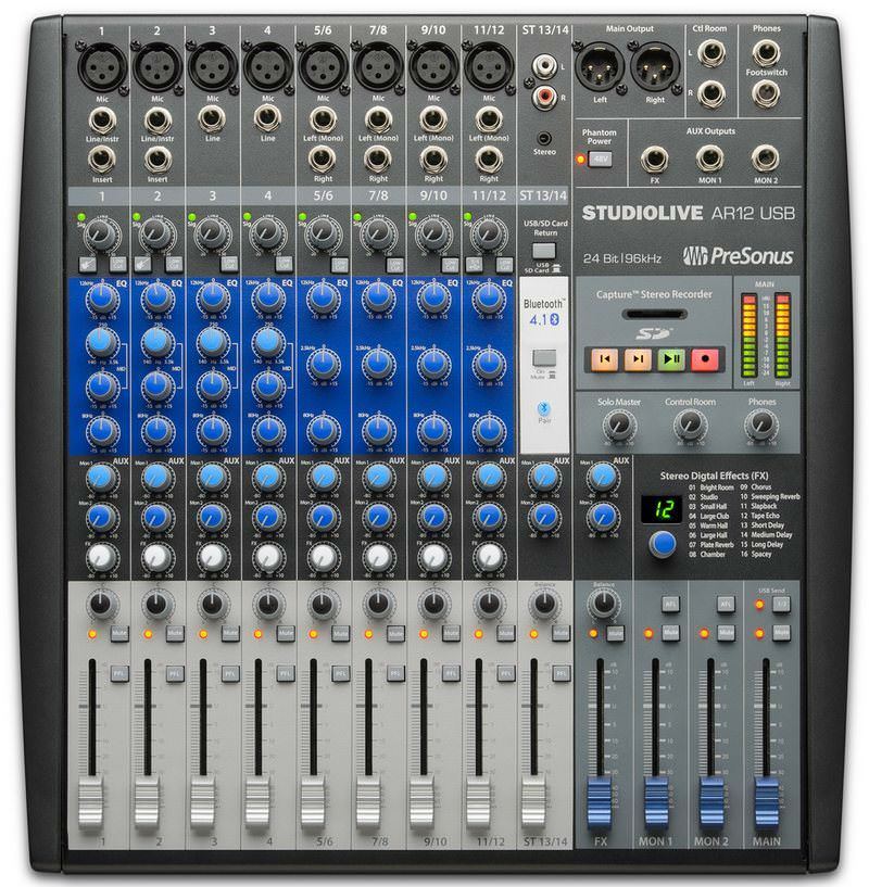 PreSonus StudioLive AR12 USB AnalogueDigital Mixer With 8Mic Inputs