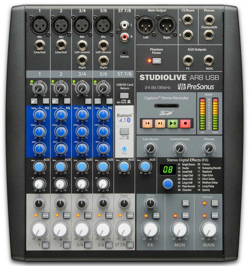 PreSonus StudioLive AR8 USB AnalogueDigital Mixer With 4Mic Inputs