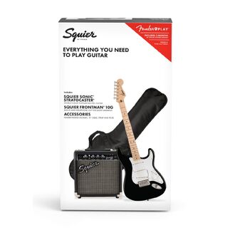 Squier Sonic™ Stratocaster® Pack, Maple Fingerboard, Black, Gig Bag, 10g - 240v Au