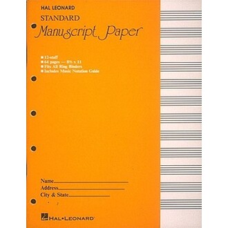 Hal Leonard Manuscript Paper Standard 64pp 12 Stave
