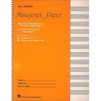 Hal Leonard Manuscript Paper Deluxe Wirebound 96pp 12 Stave