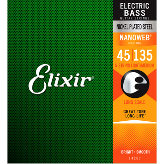 Elixir 14207 Nanoweb Bass Medium-Light 45-135 5-String Set