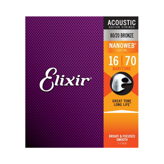 Elixir 11306 Acoustic Nw Baritone 6 String Set 016-070