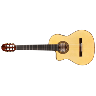 Cordoba 55Fce Solid Top Acoustic/Electric Cutaway Thin-B Flamenco Guitar Spruce/Flamed-Maple W/Hcase - Hny