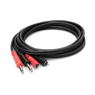 Hosa CPR202 Stereo Interconnect, Dual 1/4 in TS to Dual RCA, 2 m