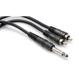 Hosa CYR102 Y Cable, 1/4 in TS to Dual RCA, 2 m