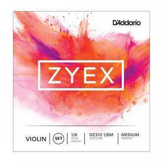 D'Addario Zyex Violin String Set, 1/8 Scale, Medium Tension