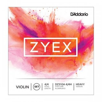 D'Addario Zyex Violin String Set with Aluminum D, 4/4 Scale, Heavy Tension