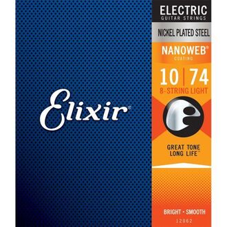 Elixir Nanoweb Electric Guitar 8-String Set Light 10-74