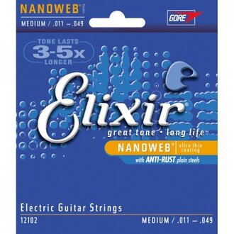 Elixir 12102 Nanoweb Electric Guitar 6-String Set Medium 11-49