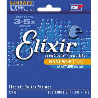 Elixir 12450 Nanoweb Electric Guitar 12-String Set Light 10-46