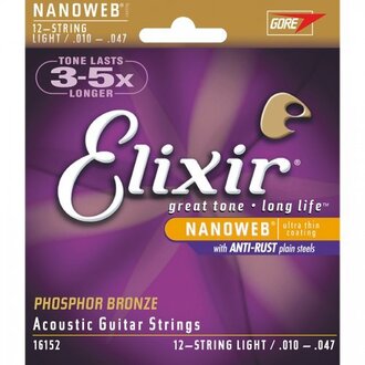 Elixir 16152 Nanoweb Phosphor Bronze 12 String Light 10-47