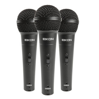 Eikon DM800KIT Vocal Dynamic Microphones. 3 piece kit with clips & ABS Case