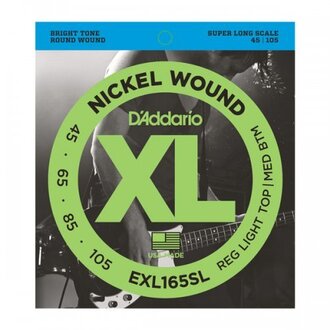 D'Addario EXL165SL Nickel Wound Bass Guitar Strings, Custom Light, 45-105, Super Long Scale