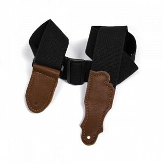 Franklin 2" Black Cotton Strap with Pebbled Caramel Glove Leather End
