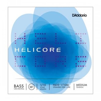 D'Addario Helicore Orchestral Bass String Set, 1/10 Scale, Medium Tension