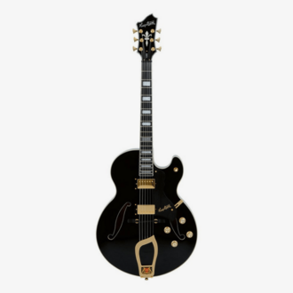 Hagstrom HJ500 Hollow Body Electric Guitar in Black Gloss