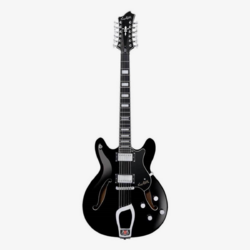 Hagstrom Viking Deluxe 12-String Semi-Hollow Electric Guitar in Black Gloss