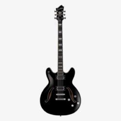 Hagstrom Viking Deluxe Baritone Semi-Hollow Electric Guitar in Black Gloss