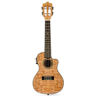 Lanikai LQMNACET Quilted Maple Tenor AC/EL Ukulele In Natural Stain Gloss Finish