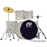 Opus Percussion 5-Piece Rock Drum Kit Silver Sparkle w/Hardware & Cymbals