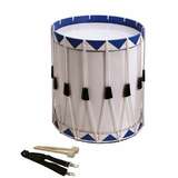 Opus Percussion Samba Drum White/Blue w/Carry Strap, Beaters (35cm X 43cm)