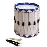 Opus Percussion Samba Drum White/Blue w/Carry Strap, Beaters (40cm X 49cm)