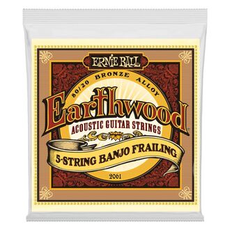 Ernie Ball 2061 Earthwood 5-String Banjo Frailing Loop End 80/20 Bronze Acoustic Guitar Strings 10-24 Gauge