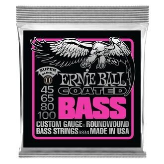 Ernie Ball 3834 Super Slinky Coated Electric Bass Strings 45-100 Gauge