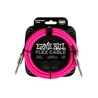 Ernie Ball Flex Instrument Cable 10ft, Pink Straigtht/Straight