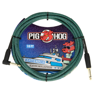 Pig Hog Amp Grill Woven Instrument Cable 10ft - Tahitian Blue