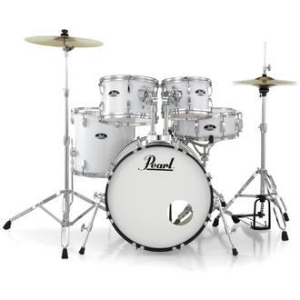 Pearl Roadshow 20" 5-Pcs Fusion Drum Kit  W/Hardware And Cymbals Pure White