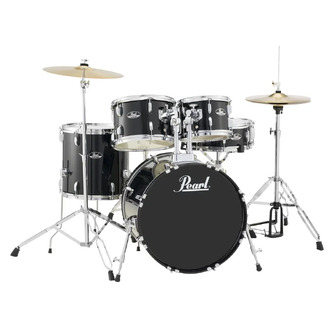 Pearl Roadshow 22" 5-Pcs Fusion Plus Drum Kit W/Hardware And Cymbals  Jet Black