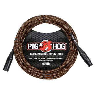 Pig Hog Black & Orange Woven Mic Cable 20ft XLR