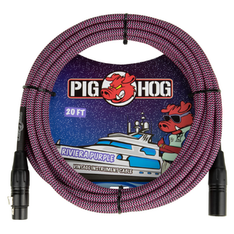 Pig Hog Riviera Purple Woven Mic Cable 20ft XLR