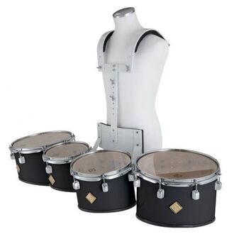 Marching Tenor Drum Quad Set White with Carrier