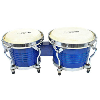 Percussion Plus Deluxe 6 & 7" Wooden Bongos in Gloss Blue