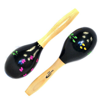 Percussion Plus Wooden Maracas in Black & Patterned