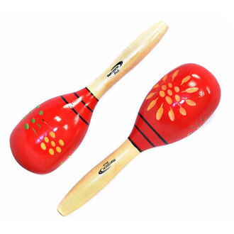 Percussion Plus Wooden Maracas Red & Patterned