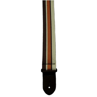 Perris PS6530 2" Deluxe Cotton Brown, Tan & Orange Stripe Guitar Strap with Leather Ends
