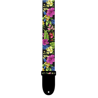 Perris PS6670 1.5" Polyester Ukulele Strap Multi-Coloured Luau Design with Leather Ends