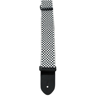 Perris PS6727 2" Jacquard Guitar Strap Black/White Checker Design with Leather Ends