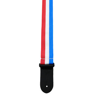 Perris PS6758 2" Poly Pro Guitar Strap Red/White/Blue Stripe with Black Leather Ends