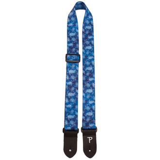 Perris PS7093 1.5" Polyester Ukulele Strap In Blue Sea Turtles Design With Leather Ends