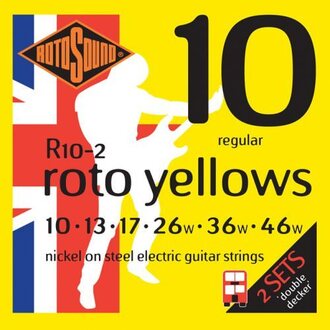 Rotosound R10 Roto Yellows Electric Guitar Strings 2 Pack 10-46