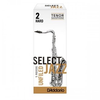 Rico Select Jazz Tenor Sax Reeds, Unfiled, Strength 2 Strength Hard, 5-pack