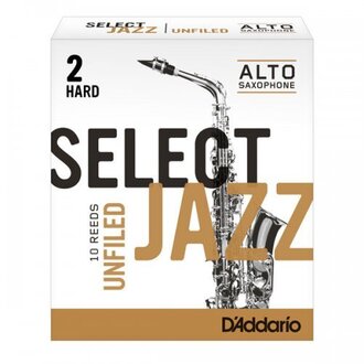 Rico Select Jazz Alto Sax Reeds, Unfiled, Strength 2 Strength Hard, 10-pack